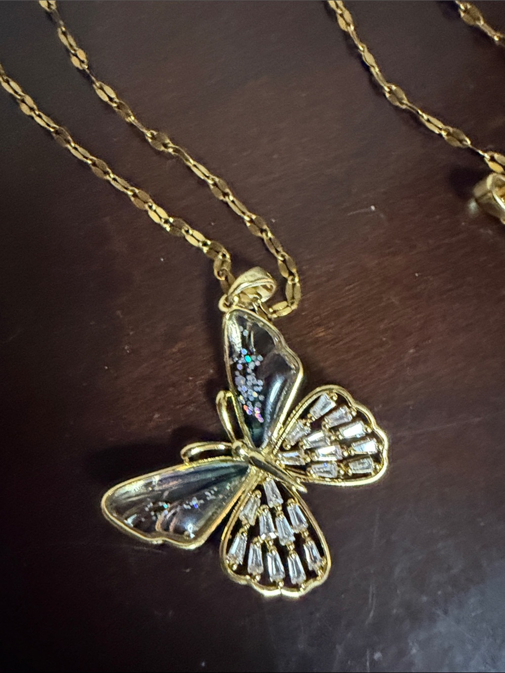 Gold Butterfly Pendant Necklace - Red, Multicolor, and Gold Options - Picture 3 of 4